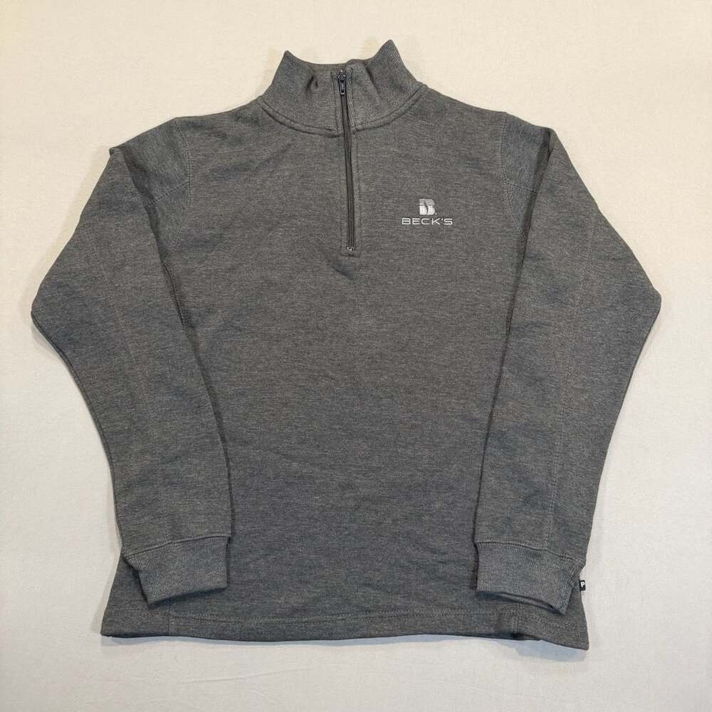 Pennant Beck's 1/4 Zip Pullover Size Large Gray Fleece Sweatshirt